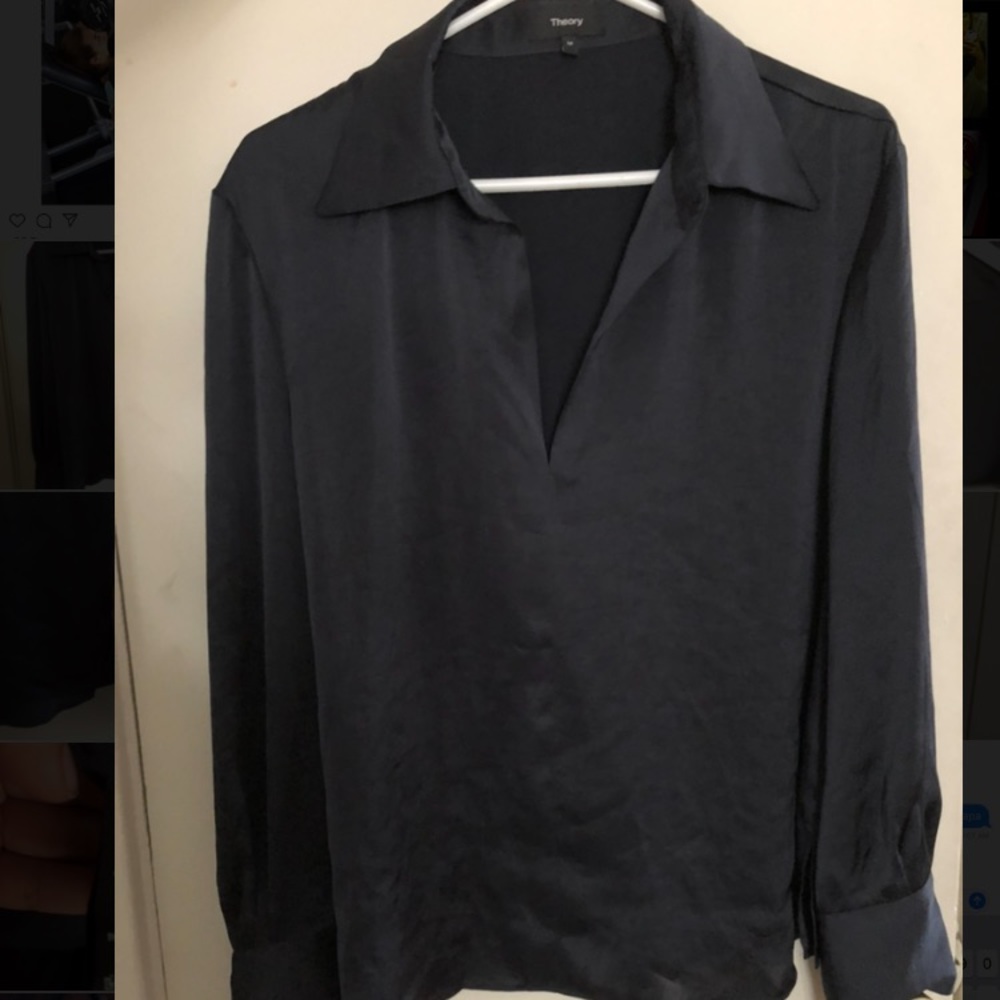 Theory dark blue blouse
